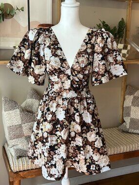 Abercrombie & Fitch Brown and Cream Floral Mini Dress
